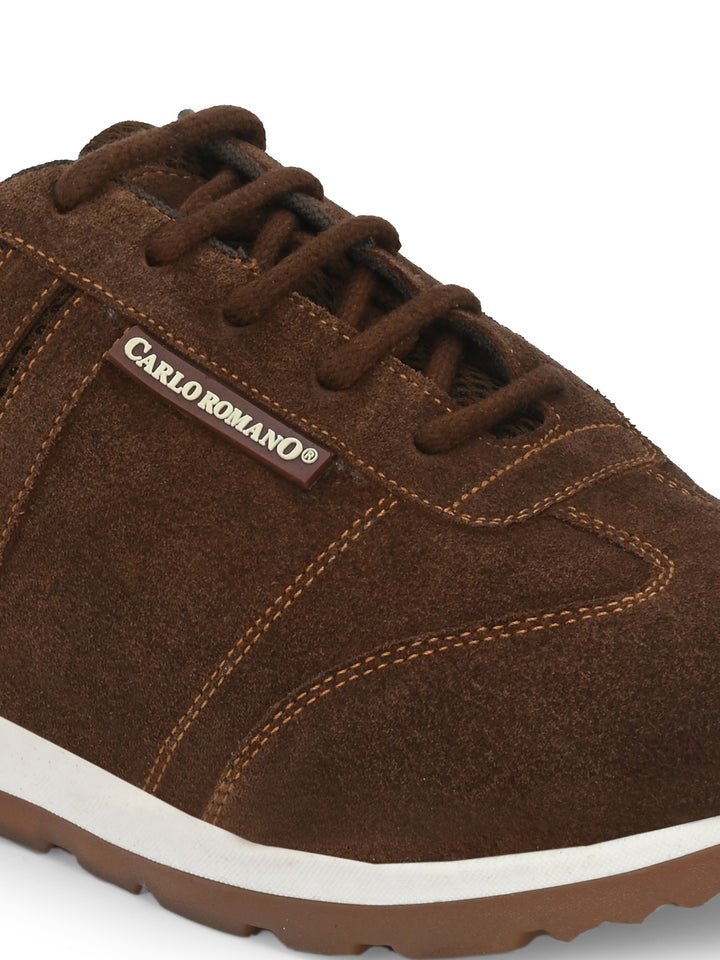 Men's Genuine Sude Leather Lace up Casual Sneaker Shoe / Carlo Goose Collection