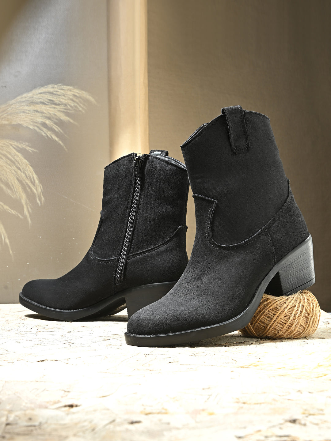 Women Vegan Leather Western Ankle Boots