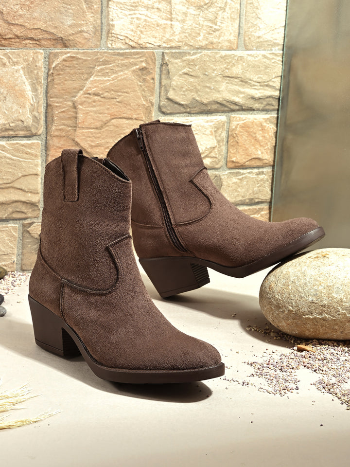 Women Vegan Leather Western Ankle Boots