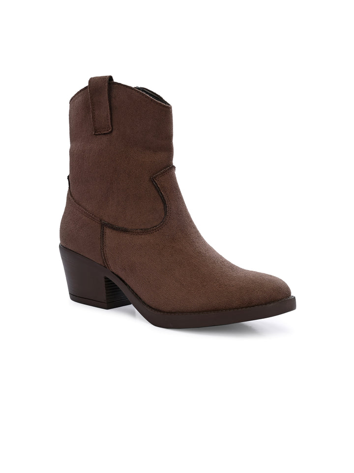 Women Vegan Leather Western Ankle Boots