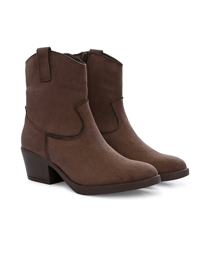 Women Vegan Leather Western Ankle Boots