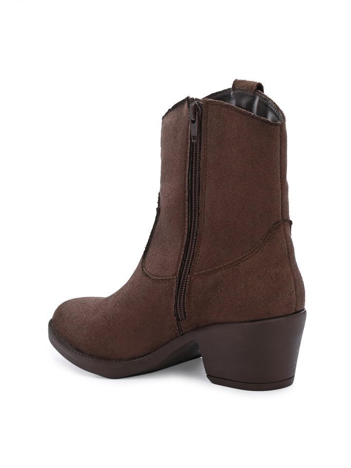 Women Vegan Leather Western Ankle Boots