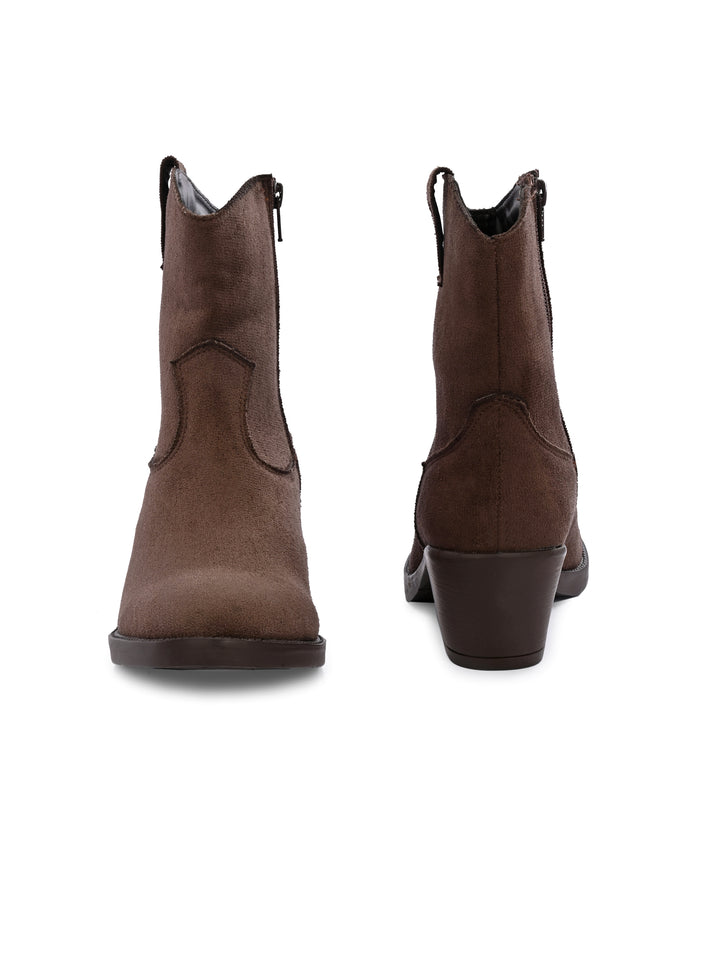 Women Vegan Leather Western Ankle Boots