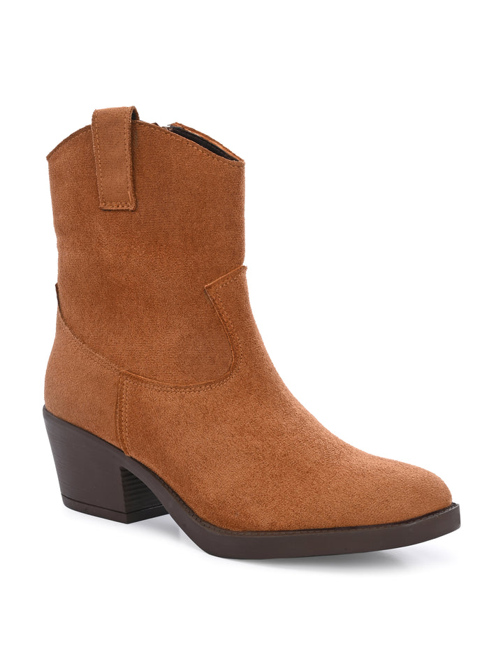 Women Vegan Leather Western Ankle Boots