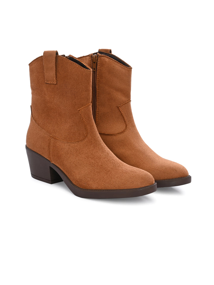 Women Vegan Leather Western Ankle Boots