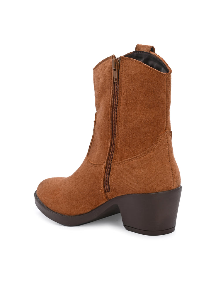 Women Vegan Leather Western Ankle Boots