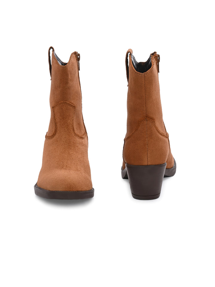 Women Vegan Leather Western Ankle Boots