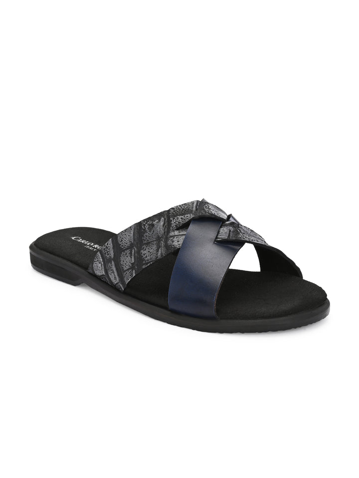 CARLO ROMANO BY WASAN CROCO BRUSH OFF GENUINE LEATHER SLIPPERS FOR MEN'S