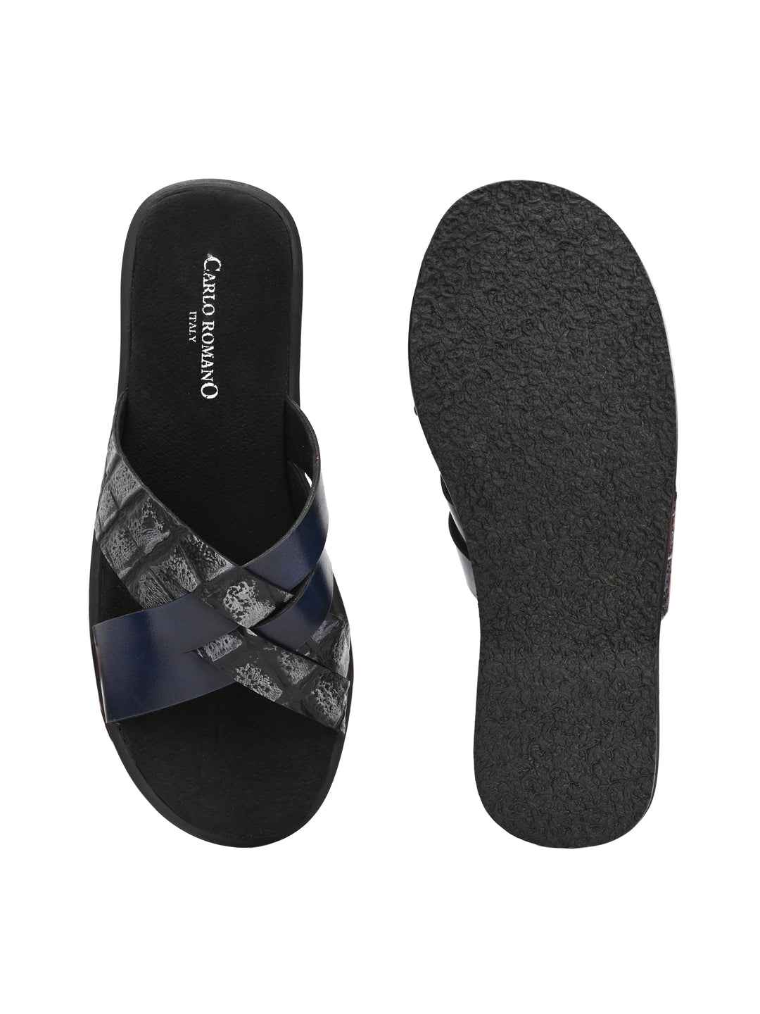 CARLO ROMANO BY WASAN CROCO BRUSH OFF GENUINE LEATHER SLIPPERS FOR MEN'S