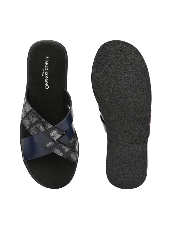 CARLO ROMANO BY WASAN CROCO BRUSH OFF GENUINE LEATHER SLIPPERS FOR MEN'S