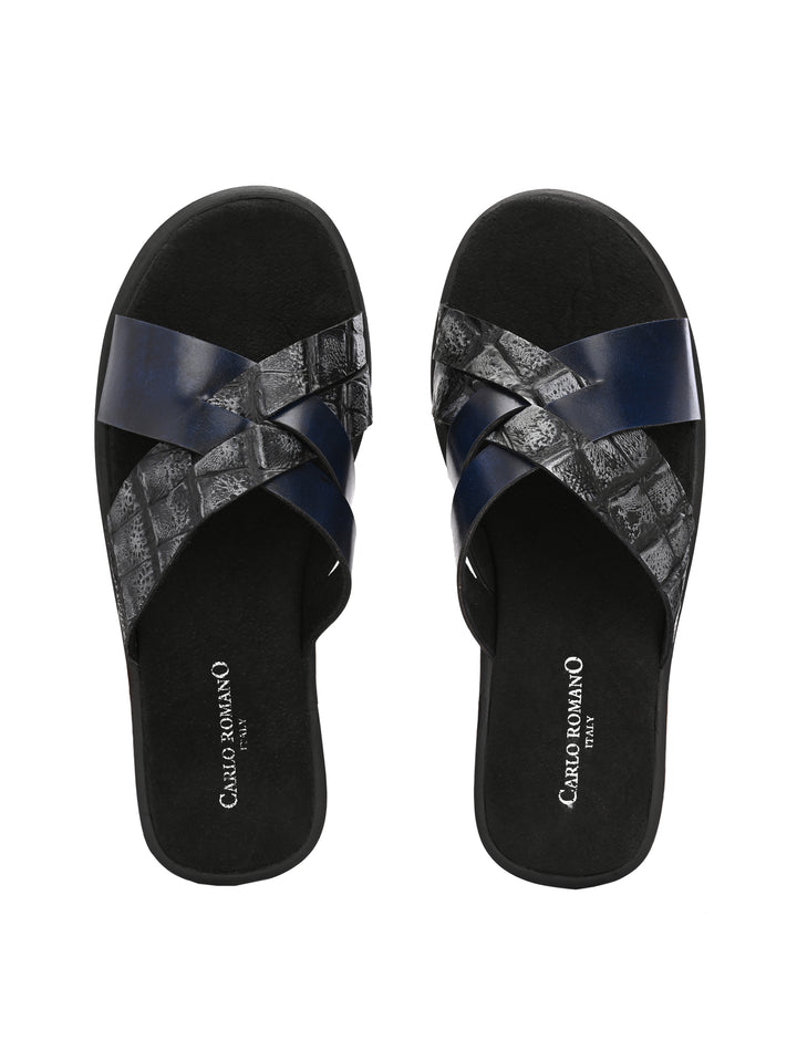 CARLO ROMANO BY WASAN CROCO BRUSH OFF GENUINE LEATHER SLIPPERS FOR MEN'S