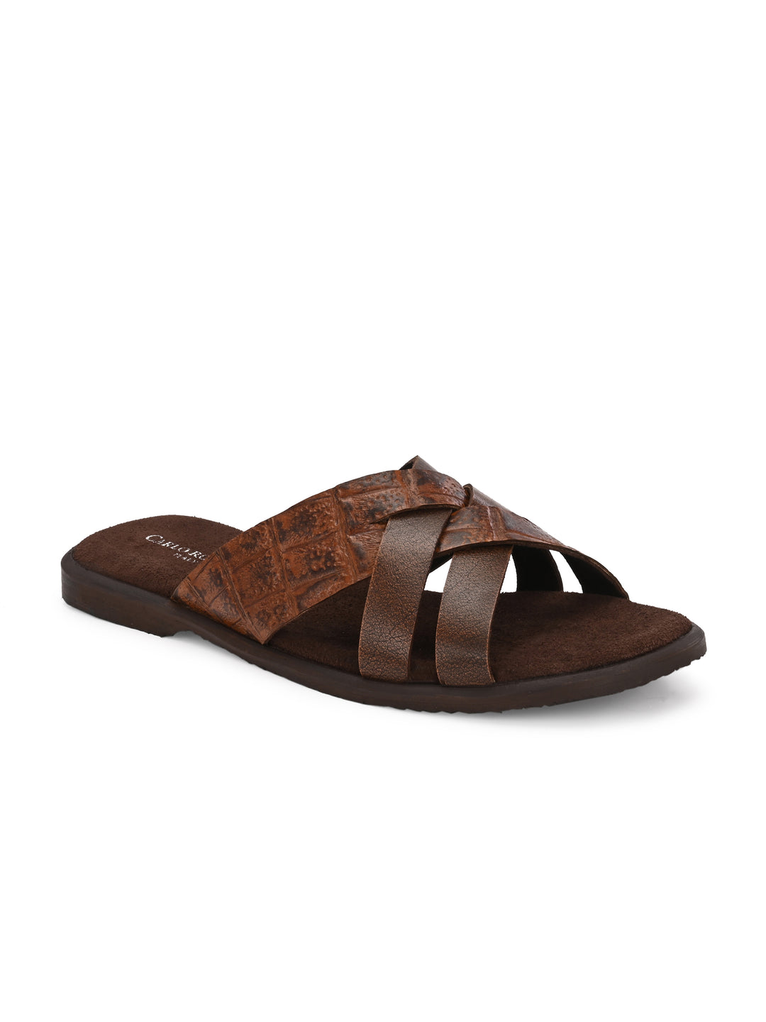 CARLO ROMANO BY WASAN CROCO BRUSH OFF GENUINE LEATHER SLIPPERS FOR MEN'S