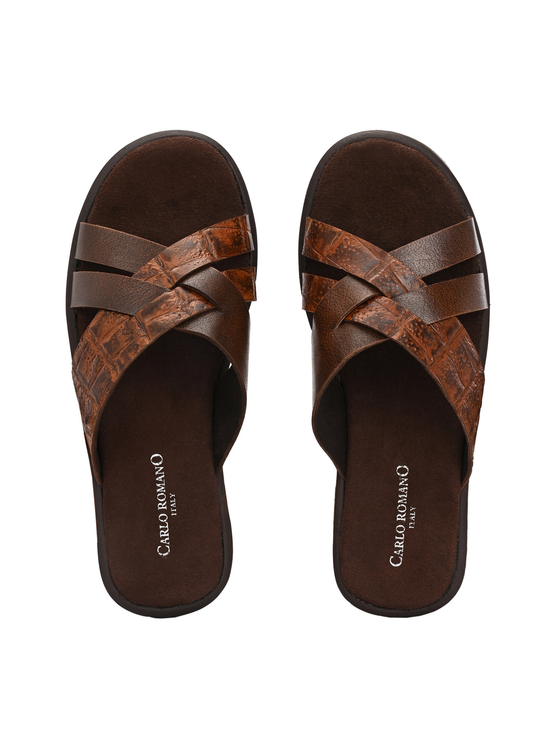 CARLO ROMANO BY WASAN CROCO BRUSH OFF GENUINE LEATHER SLIPPERS FOR MEN'S