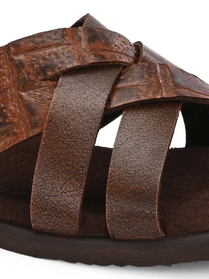 CARLO ROMANO BY WASAN CROCO BRUSH OFF GENUINE LEATHER SLIPPERS FOR MEN'S