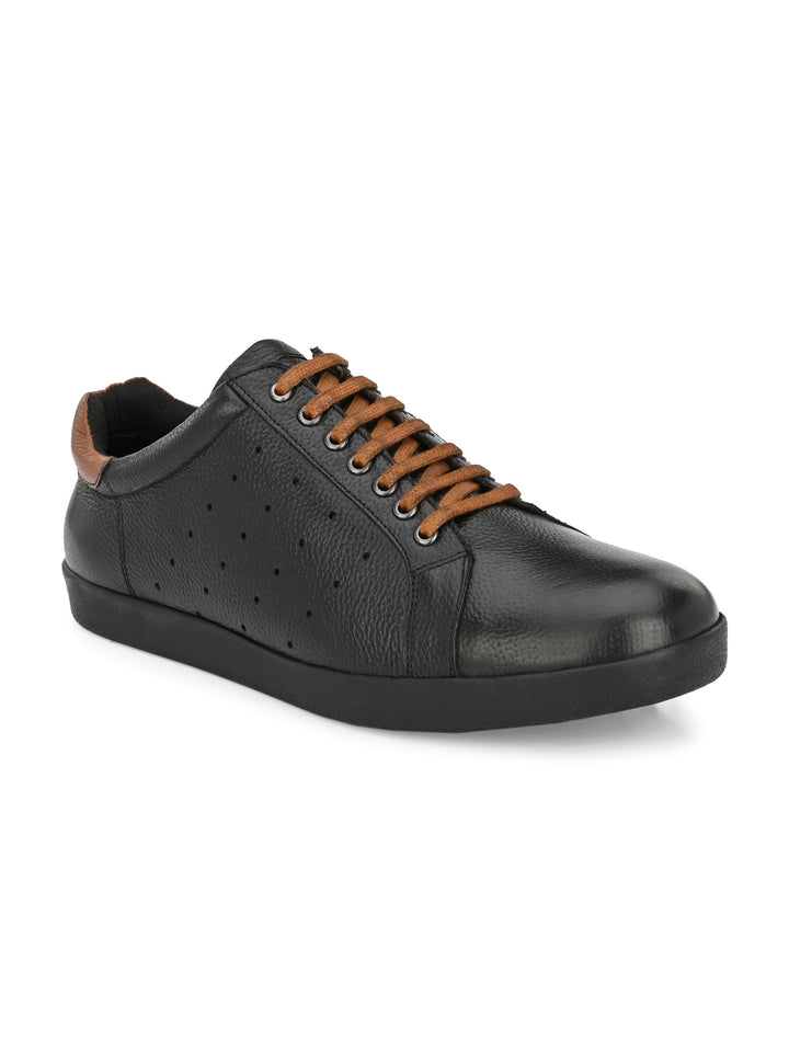 Men's Genuine Milled Leather Lace up Casual Sneaker Shoe