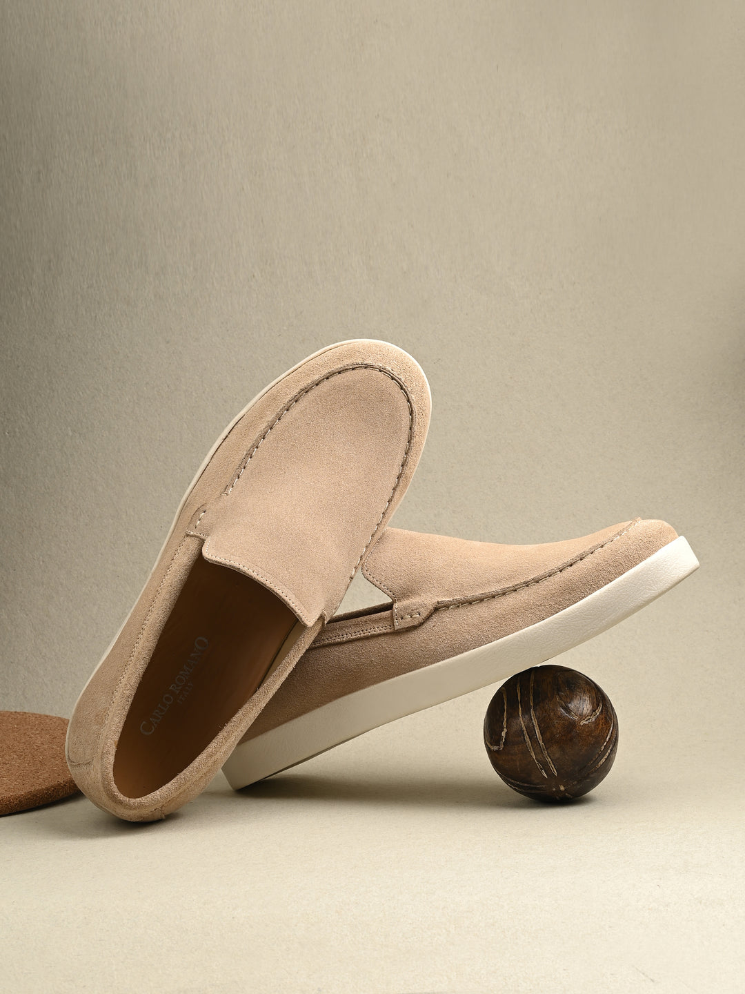 CARLO ROMANO BEIGE COLOR SUEDE LEATHER STYLISH SHOES FOR MEN