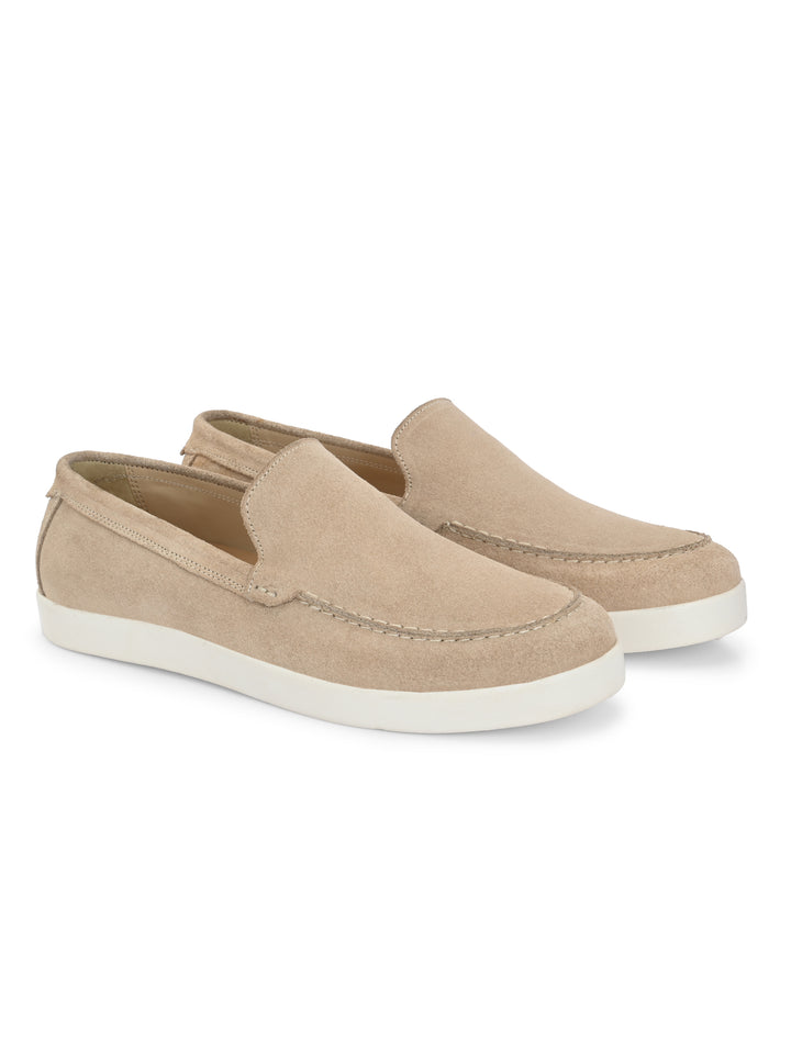 CARLO ROMANO BEIGE COLOR SUEDE LEATHER STYLISH SHOES FOR MEN