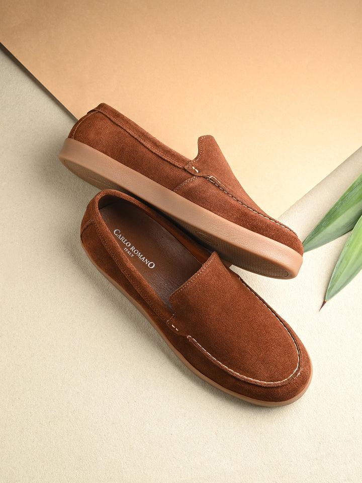 CARLO ROMANO BEIGE COLOR SUEDE LEATHER STYLISH SHOES FOR MEN