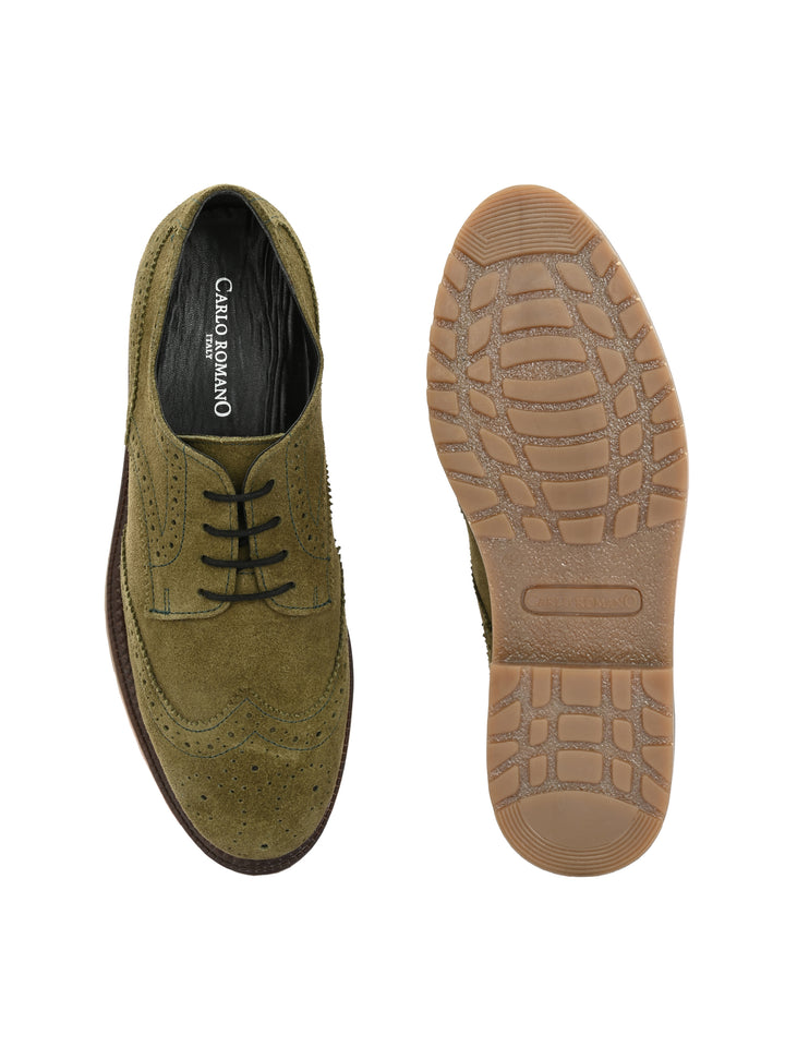 CARLO ROMANO SUEDE LEATHER BROGUE FORMAL LACE-UP SHOE FOR MEN