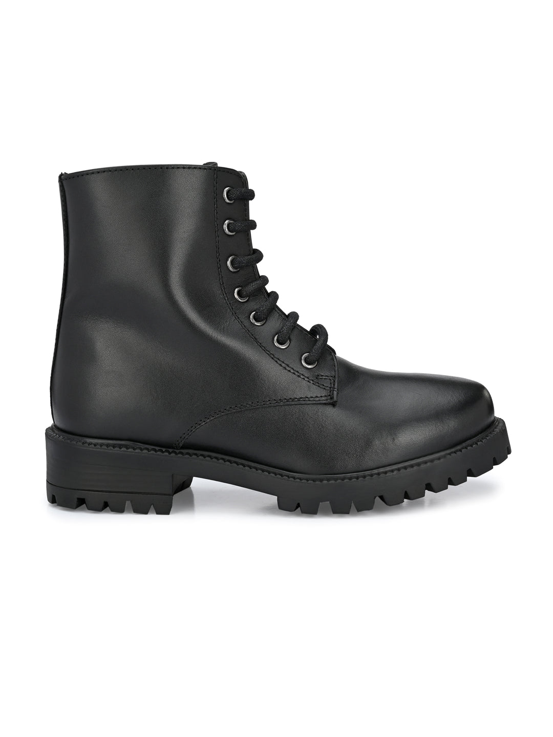 Women's Genuine burnish leather lace-up with zip high ankle boots