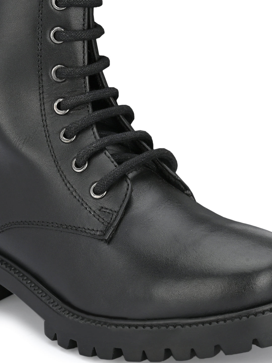 Women's Genuine burnish leather lace-up with zip high ankle boots