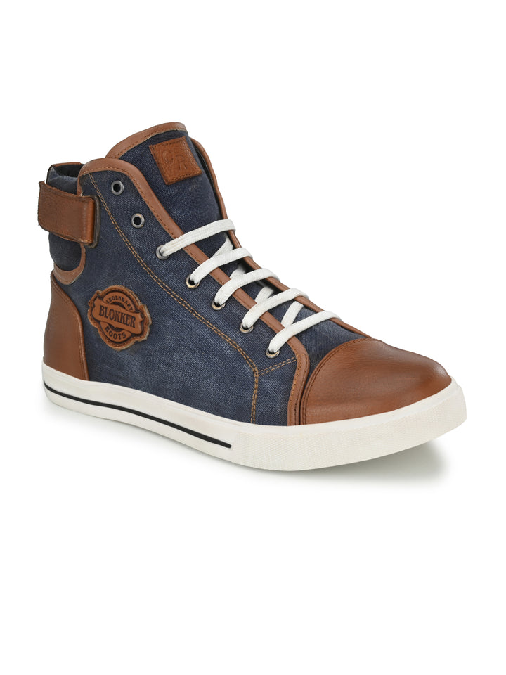 CARLO ROMANO BY WASAN SHOE MEN'S GENUINE CANVAS / BURNISH LEATHER LACE UP ANKLE BOOT