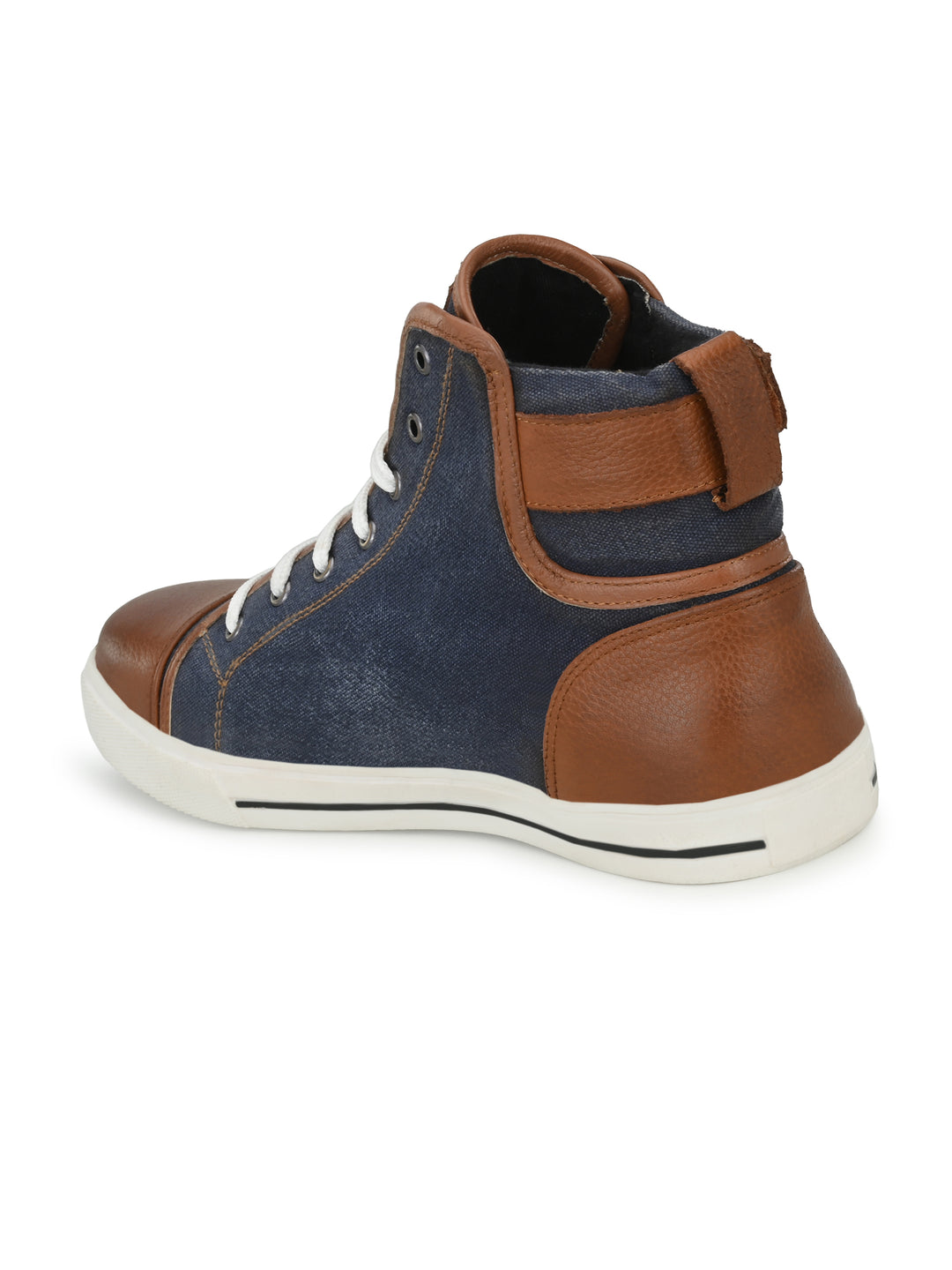 CARLO ROMANO BY WASAN SHOE MEN'S GENUINE CANVAS / BURNISH LEATHER LACE UP ANKLE BOOT