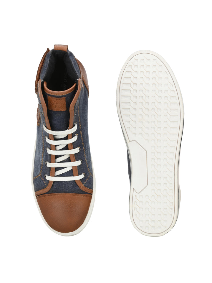 CARLO ROMANO BY WASAN SHOE MEN'S GENUINE CANVAS / BURNISH LEATHER LACE UP ANKLE BOOT